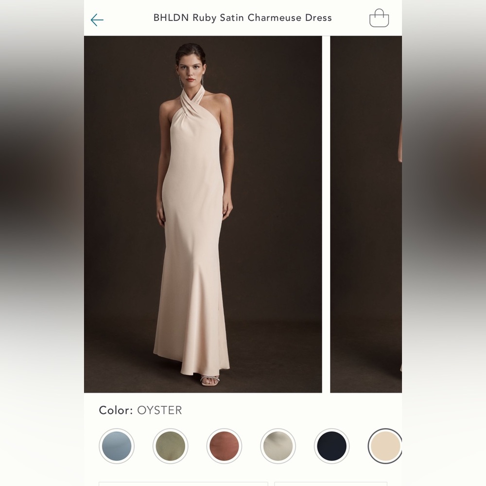 BHLDN Ruby Satin Charmeuse Dress in Oyster sz 6
